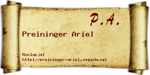 Preininger Ariel névjegykártya
